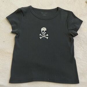 Brandy Melville Black Skull Tee